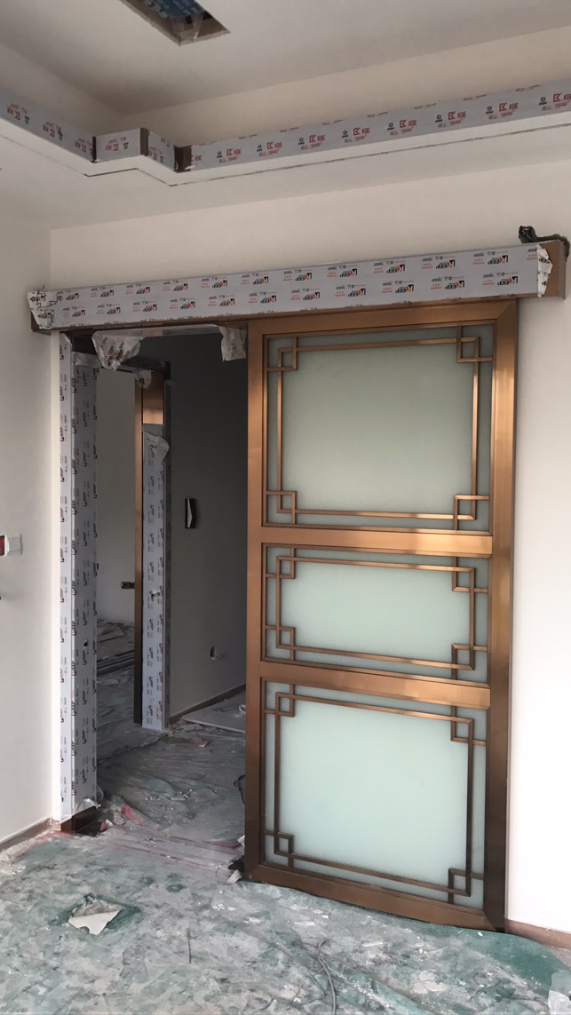 订制玫瑰金无指纹屏风电动门